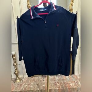 Polo Ralph Lauren 3XLT Big & Tall Quarter-Zip Sweatshirt Navy Red Pony Logo